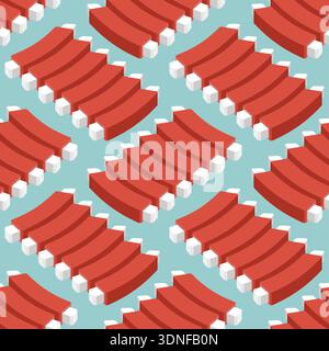 Seamless pattern with grilled BBQ meat ribs on teal background. Delicious food ornament for restaurant interior, butcher shop textile and wrapping pap Stock Vector