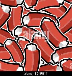 Seamless pattern with grilled BBQ meat ribs on dark background. Vector illustration of delicious pork or beef ribs. Concept for butcher shop, restaura Stock Vector