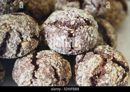 Freshly baked chocolate cookies from the oven Stock Photo