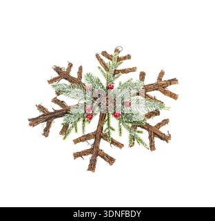 Christmas Decoration snowflake shape design isolated on white. Stock Photo