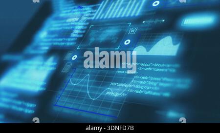 Data visualization shows trends and patterns on a digital screen at night Stock Photo