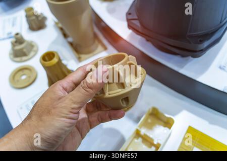 hand with Object printed on 3d printer close-up Stock Photo