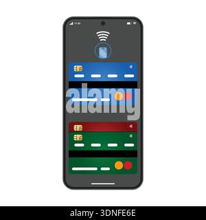 Smartphone with contactless NFC payment. UI NFC payment design Stock Vector