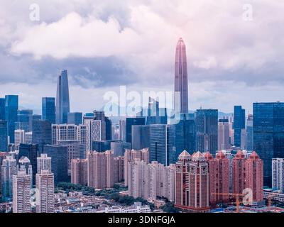 Aerial view of Skyline in Shenzhen city in China Stock Photo