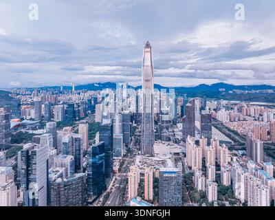 Aerial view of Skyline in Shenzhen city in China Stock Photo