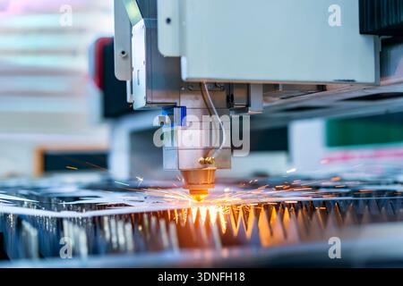 laser cutting machine controller in factory Stock Photo