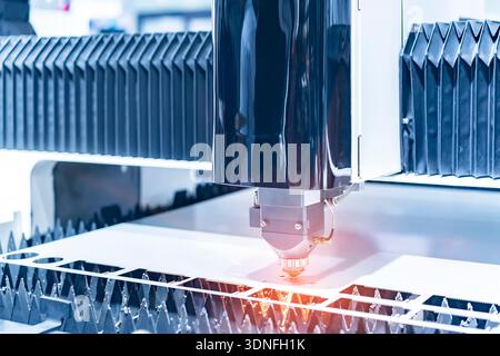 laser cutting machine controller in factory Stock Photo