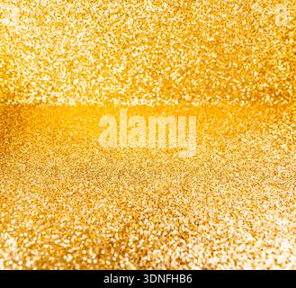Golden glitter texture background with sequins and sparkles Stock Photo