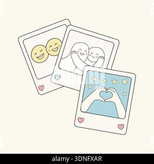 Instant Film Style Frames Displaying Friendship Love and Happy Memories Stock Vector