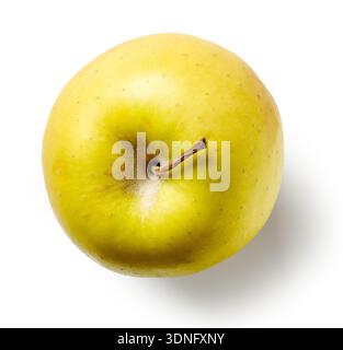 fresh raw yellow apple isolated on white background, top view Stock Photo
