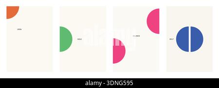 Bauhaus Inspired Soft Geometry A4 Print Frame Templates Stock Vector