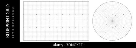 Circle millimeter grid with gauge tech overlay, digital ruler. Radar line of radial protractor texture, circular graph element. Angle grid square Stock Vector