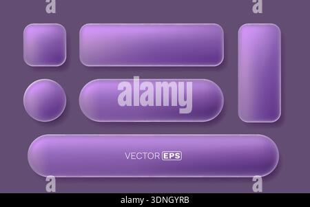 Elegant purple glass UI elements and buttons set. Ideal for clean web and app design projects. Vector illustration Stock Vector