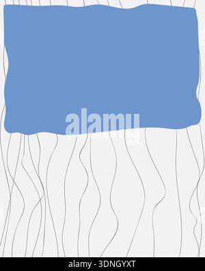 A light-colored background with horizontal and wavy black scribbled lines and an irregular blue square, creating a textured vertical layout. Stock Vector