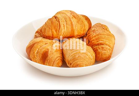croissant plate path isolated on white Stock Photo