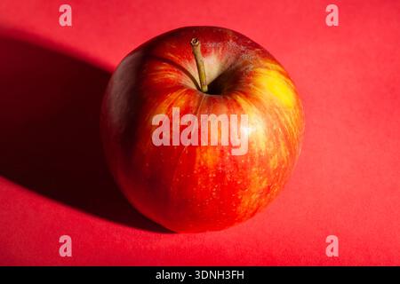 red apple on red background Stock Photo