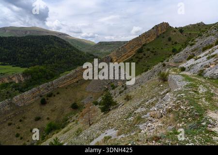 Dramatic Ridge Landscape Under Cloudy Sky Stock Photo
