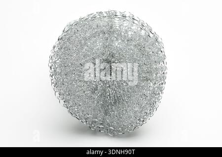 Metallic sponge for washing dishes and plumbing on isolated white background Stock Photo