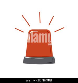 Red flashing beacon with signal. Illustration of light for construction and special equipment, emergency, rescue vehicle services. Stock Vector
