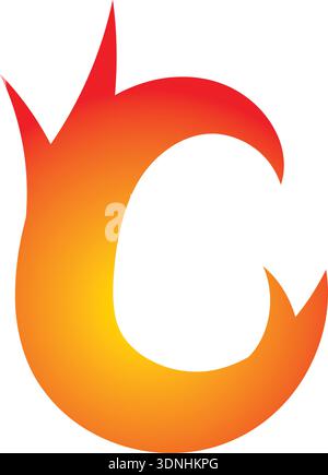 Flame Letter C Fire Logo Stock Vector