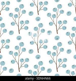 Cute seamless pattern. Winter berries. Wallpaper for your creativity. Print for design, textile, fabric Stock Vector