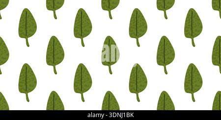 Spinach leaf seamless pattern illustration with stylized green leaves arranged in a repeating layout. Suitable for food themed designs and fresh plant Stock Vector