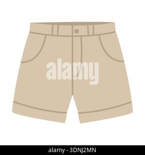 Beige shorts. Summer clothing design. Flat-style vector illustration isolated on a white background. Stock Vector