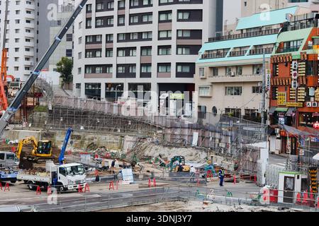 TOKYO, JAPAN - January 17, 2020: View of Shibuya including the construction site of Shibuya Sakura Stage. Stock Photo