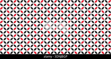 Red And Black Kawung Batik Pattern Traditional Indonesian Geometric isolated white Background For Packaging, textile printing, fabric design, fashion Stock Vector