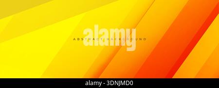 Vibrant yellow orange abstract background with layered diagonals, glossy highlights, soft shadows, clean negative space, modern minimalist composition Stock Vector