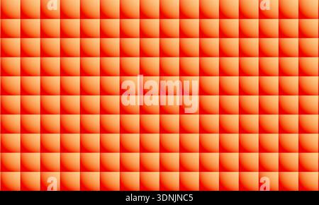 Orange tiled gradient abstract background, vibrant warm squares in repeating grid with glossy D effect and soft shadows, modern minimalist vibe ideal Stock Vector