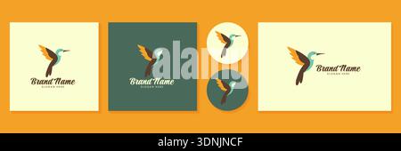 Hummingbird logo set vector illustration for corporate identity branding business. Stock Vector