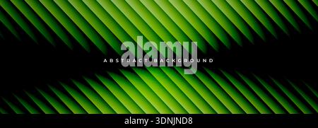 Vibrant green diagonal abstract background with leaflike stripes and glossy gradients, ideal for eco campaigns, sustainable product packaging, and Stock Vector