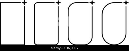 AI rectangle story frames set. Artificial intelligence thin line border. Technology box design element with star. AI robot bar. Neural network frame Stock Vector