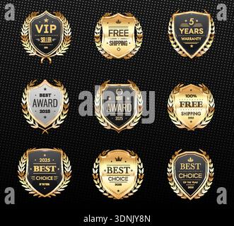 Golden award labels Stock Vector Image & Art - Alamy