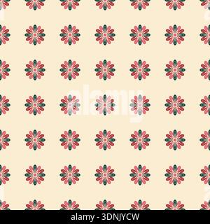 Colorful Geometric Flower Seamless Pattern. Minimal Geometric Flower Repeat Pattern Design. Geometric Vector Background Stock Vector