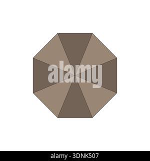 Octagon shape icon. Brown umbrella Vector. Geometric top view. Parasol cover symbol. Stock Vector