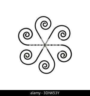 Swirl shape ornament. Decorative spiral Vector. Abstract floral pattern. Radial symmetry design. Stock Vector