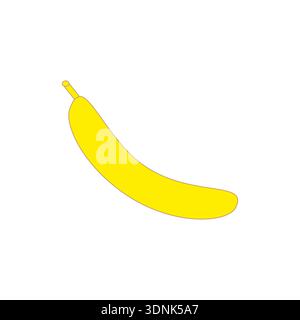 Bright yellow banana. Simple fruit icon. Healthy food Vector. Tropical dessert snack. Stock Vector