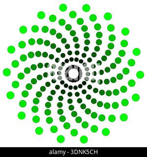 Extraordinary green spirals. Professional dots Vector. Magnificent emerald whirlpools. Distinctive geometric arrangements. Stock Vector