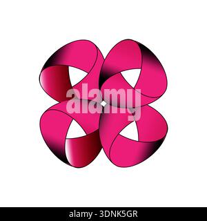Four knot element. Pink gradient symbol. Mobius loop Vector. Abstract modern figure. Stock Vector