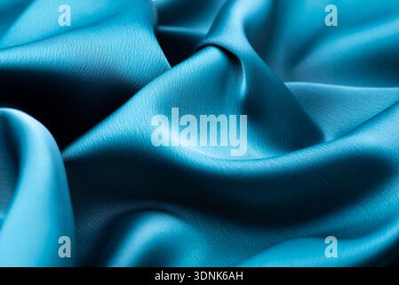 Turquoise satin texture Stock Photo