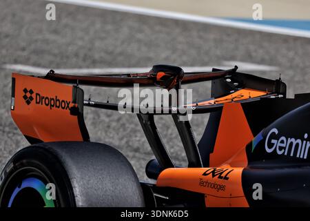 McLaren F1 Team MCL40 rear wing. 12.02.2026. Formula 1 Testing, Bahrain ...