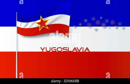 Yugoslavia national day vector illustration with nation flags. European country public holiday.  Celebration Yugoslavia independence day with firework Stock Vector