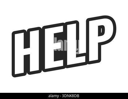 Help web button in bold black outline Stock Vector
