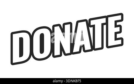 Donate web button in bold black outline Stock Vector