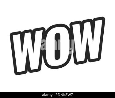 Wow web button in bold black outline Stock Vector