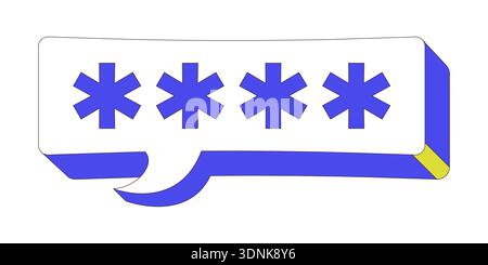 Blue asterisk password speech bubble 2D cartoon object Stock Vector