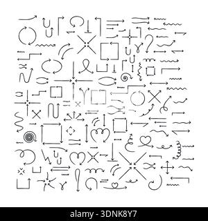 Various hand-drawn sketch arrow set Stock Vector