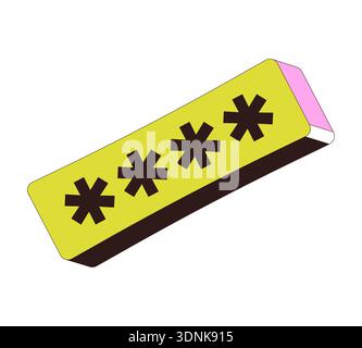 Angled password input field with four asterisks 2D cartoon object Stock Vector